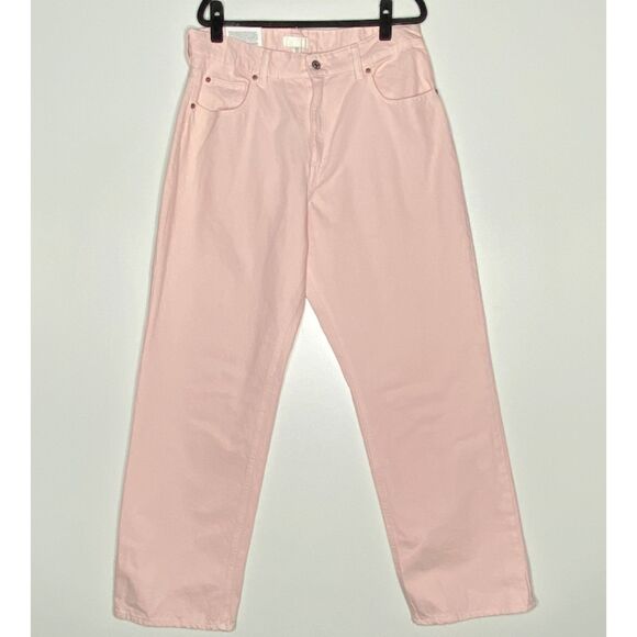 New H&M Pink Loose Straight High Waist Full Length Jeans Women's Size 14 - Picture 7 of 7